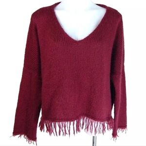 Wooden Ships V-Neck Fringe Sweater